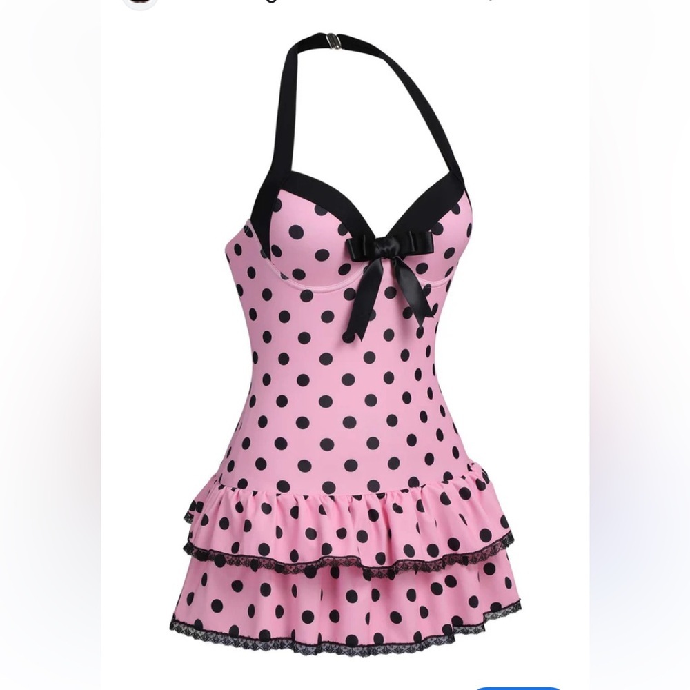 PINK 1940S POLKA DOTS halter
SWIMSUIT new